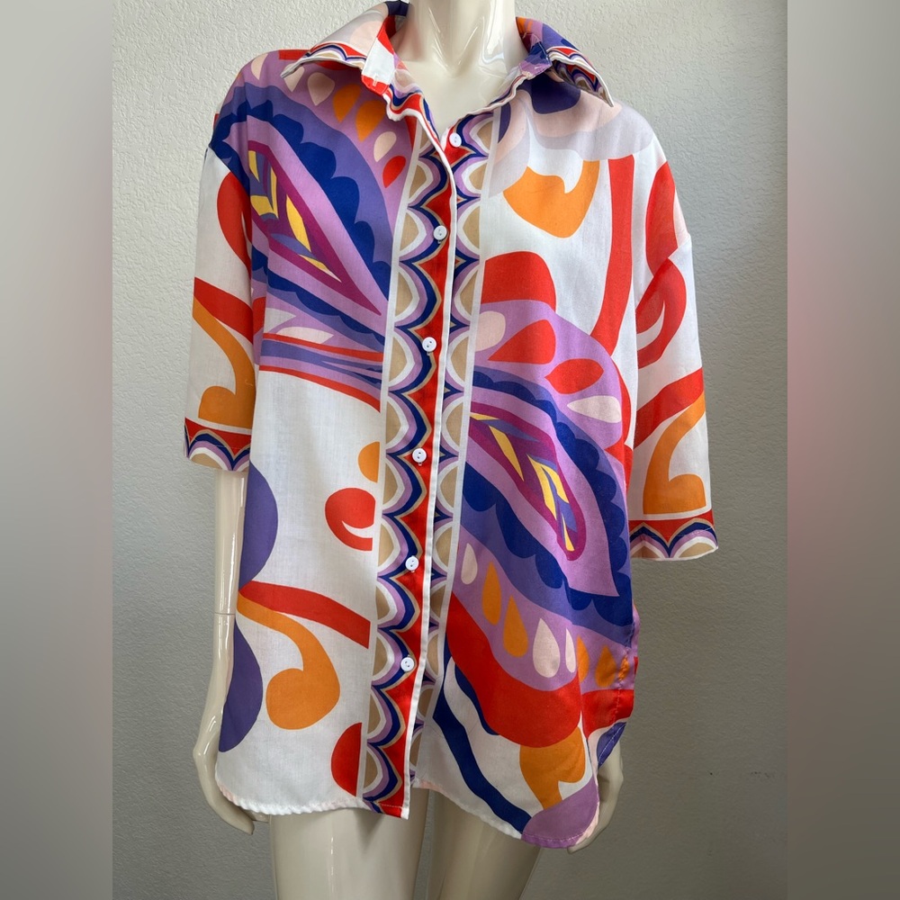 Colorful Abstract Button-Up Shirt